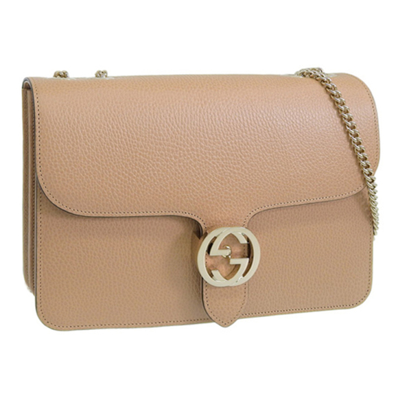Gucci Interlocking G Outlet Leather Shoulder Bags Beige - Picture 1 of 5